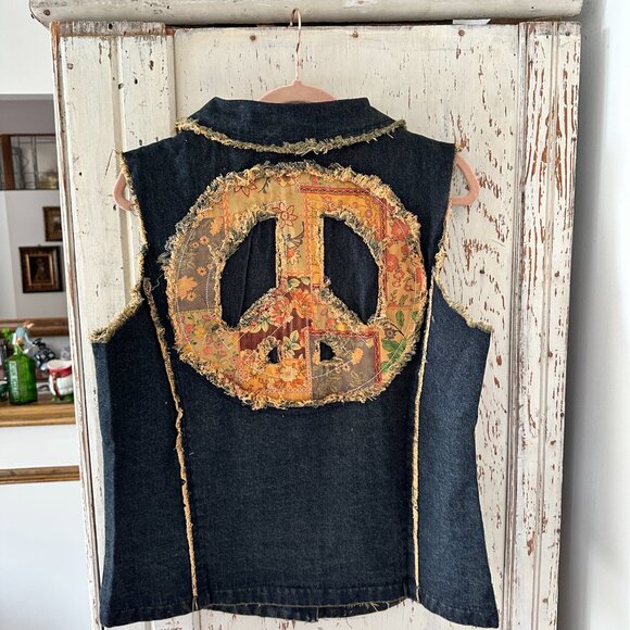 New Boutique Brand Denim Vest with Peace Patch (similar to POL, Easel) - Picture 9 of 12
